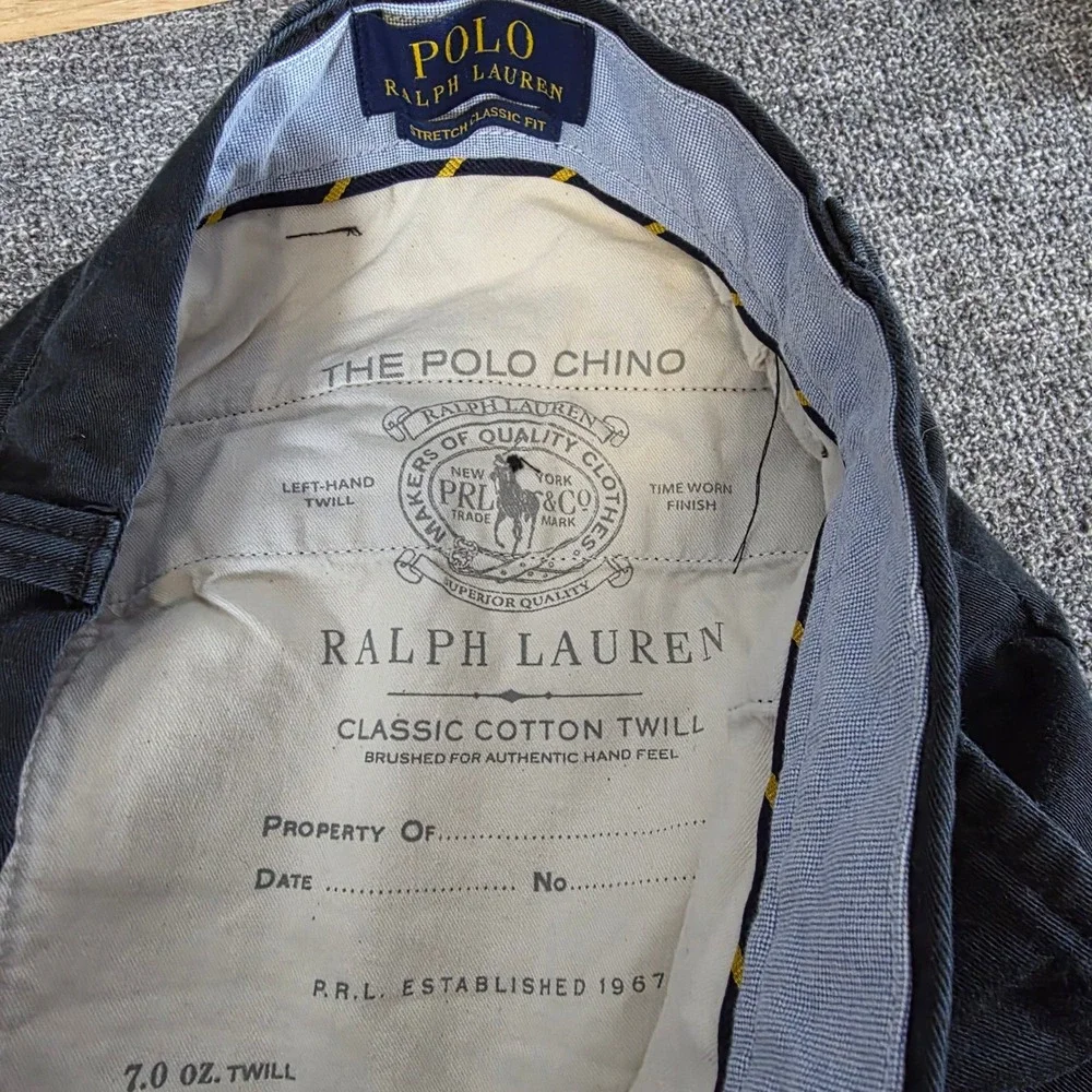Polo Ralph Lauren Stretch Classic Fit Chino Pants Mens Black Cotton Twill Read